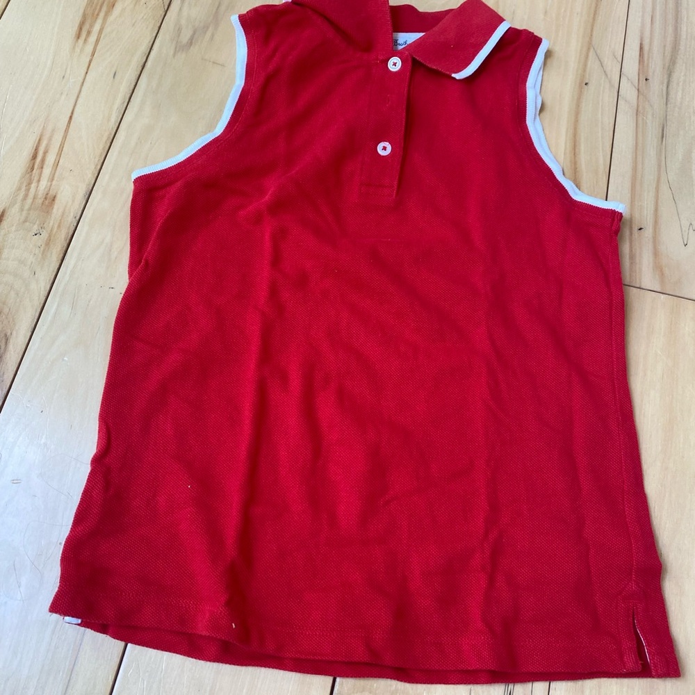 Brooks Brothers Red Sleeveless Polo with White Trim